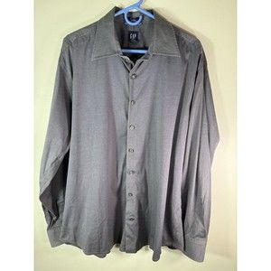 Men's XL Gray Solid Gap Button-Up Dress Shirt - Stylish Long Sleeve Formal Shirt
